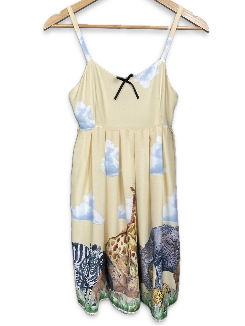 BacioBouquet Safari Animal Print Mini Dress Size S Cottagecore Vacation Sundress